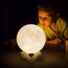 WellMall 3D Moon LED svjetiljka, stolna, sa promjenom 7 boja na dodir, na baterije