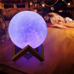 WellMall 3D Moon LED svjetiljka, stolna, sa promjenom 7 boja na dodir, na baterije