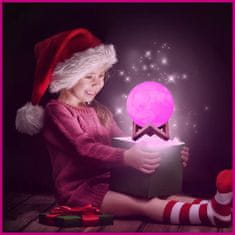 WellMall 3D Moon LED svjetiljka, stolna, sa promjenom 7 boja na dodir, na baterije