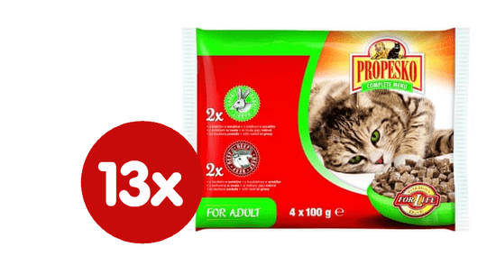 Propesko hrana za odrasle mačke, govedina i zečetina, 13 x (4 x 100 g)