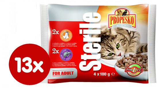 Propesko hrana za odrasle mačke Sterile, perad i jetrica, 13x (4 x 100 g)