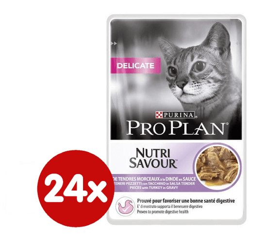 Purina Pro Plan mokra hrana za osjetljive mačke, puretina, 24 x 85 g