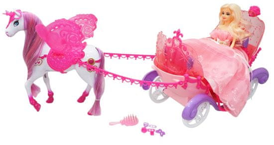 Unika kočija roza 70 cm + djevojčica 29 cm, bat. šk. 25191