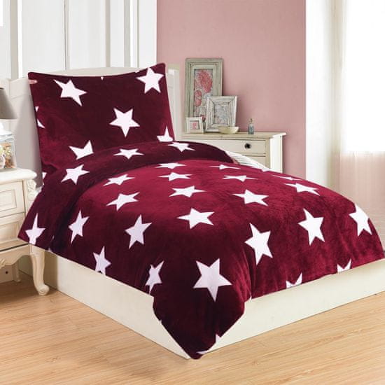 Jahu posteljina Stars, mikropliš, 70x90/140x200 cm, boja vina
