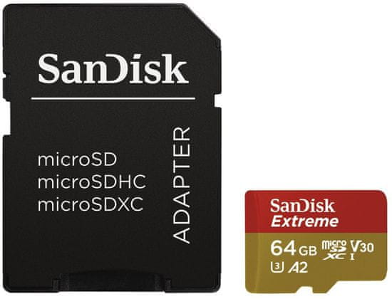 SanDisk kartica EXTREME micro SDXC UHS-I 64 GB + adapter