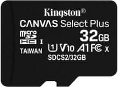 Kingston SDHC Canvas Select Plus Micro memorijska kartica, 32 GB 100 MB/s, C10, UHS-I, adapter