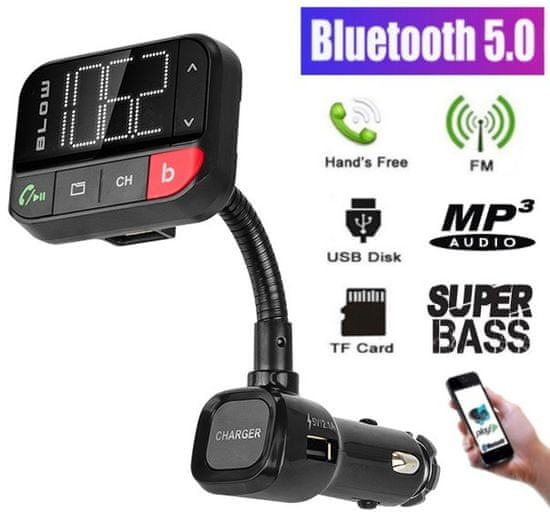 Blow 74-151 FM odašiljač, Bluetooth+punjač+telefoniranje bez ruku, crni