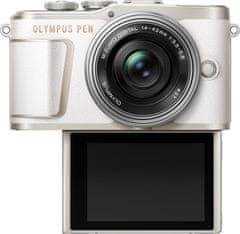 Olympus fotoaparat PEN E-PL10 + 14-42 Pancake Zoom Kit White (V205101WE000), bijeli
