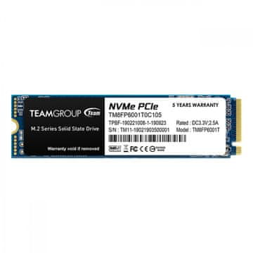 TeamGroup MP33 SSD disk, 1 TB, M.2, PCIe 3.0 x4, NVMe 1.3, 3D NAND