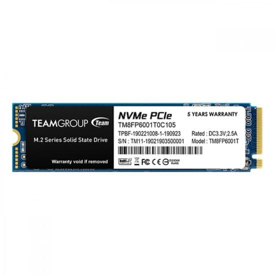 TeamGroup MP33 SSD disk, 1 TB, M.2, PCIe 3.0 x4, NVMe 1.3, 3D NAND