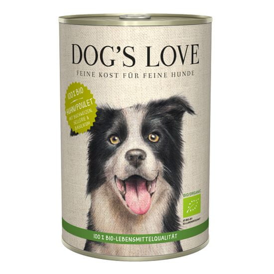 Dog's Love 100 % BIO Organic konzerva za pse, piletina, 400 g