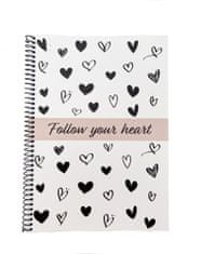 Muflon spiralna bilježnica Follow your heart, crna, A5