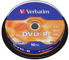 Verbatim DVD-R medij 4,7 GB, 16x, 10 na osi (43498)