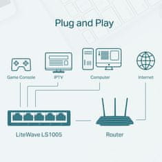 TP-Link LS1005 mrežni prekidač, 5 konektora