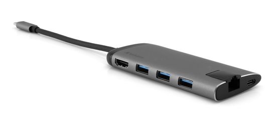 Verbatim priključna stanica od USB-C do 3x USB 3.0, USB-C, HDMI 4K, Gigabit Ethernet,SD/microSD