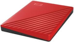 Western Digital My Passport 4 TB prijenosni disk, crveni