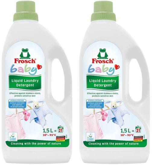 Frosch gel za pranje dječje odjeće, eko, hipoalergenski, 2x 1,5 l