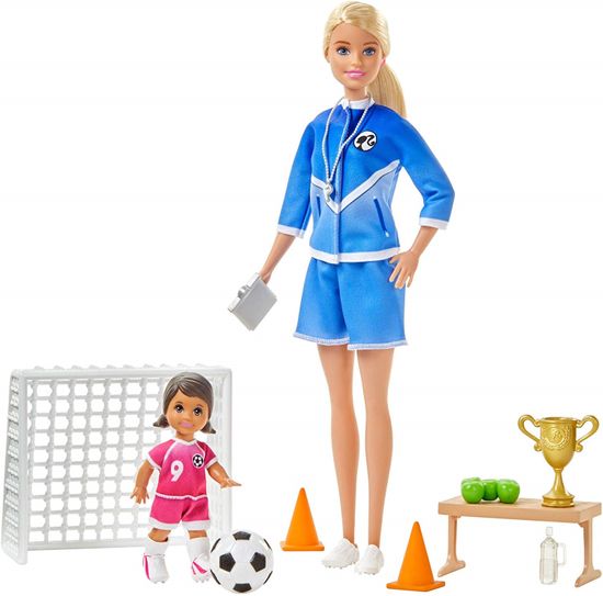 Mattel Barbie trenerica nogometa s djevojčicom, igraći komplet, plavuša