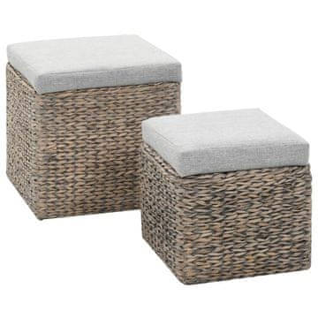 Vidaxl Set od 2 pletena pufa od morske trave, sive boje