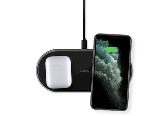 EPICO dvostruki punjač s adapterom, ultratanki, bežični, crni (9915101300135)