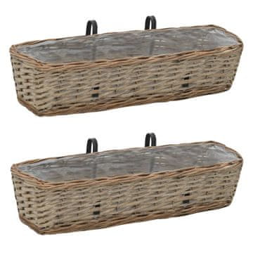 Vidaxl Balkonske žardinjere, set od 2, od pruća s PE podlogom, 60 cm