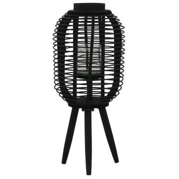 Vidaxl Stojeća lampa za svijeće od bambusa crne boje