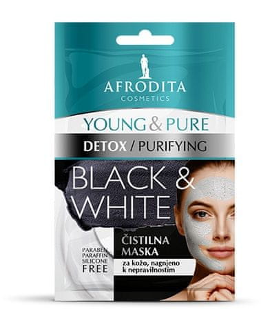 Kozmetika Afrodita Young & Pure Black & White maska za lice, 2x5 ml