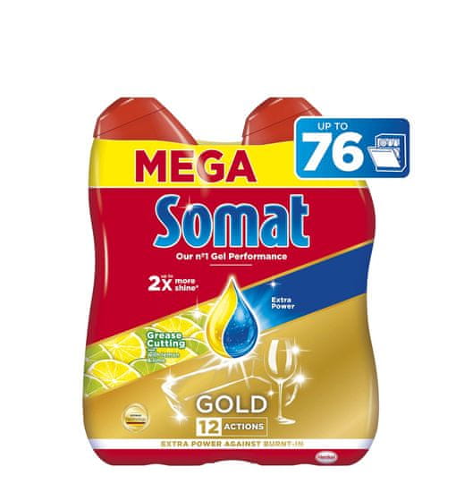 Somat gel za pranje posuđa Gold Gel Anti-grease Lemon, 2x684 ml