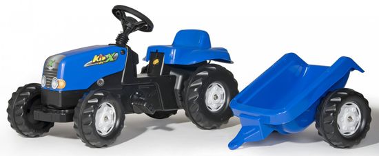 Rolly Toys Traktor na pedale Rolly Kid s plavom prikolicom