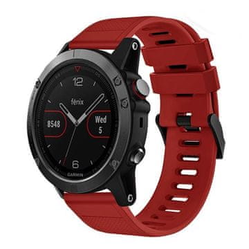 BStrap Silicone Acton remen za Garmin Fenix 5 / 6 / 6 Pro / 7 / 8 47mm / E, dark red