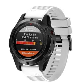 BStrap Silicone Acton remen za Garmin Fenix 5 / 6 / 6 Pro / 7 / 8 47mm / E, white