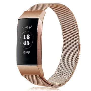 BStrap Milanese (Small) remen za Fitbit Charge 3 / 4, rose gold