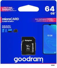 GoodRam memorijska kartica microSD 64GB 100MB/s + SD adapter (500307)