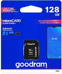 GoodRam memorijska kartica microSD 128GB 100MB/s + SD adapter (500306)
