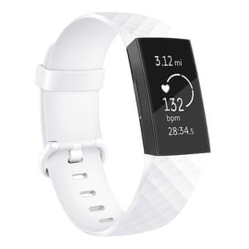 BStrap Silicone Diamond (Small) remen za Fitbit Charge 3 / 4, white