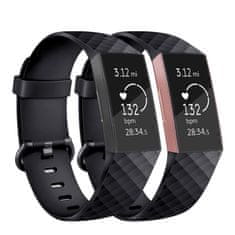 BStrap Silicone Diamond (Large) remen za Fitbit Charge 3 / 4, black