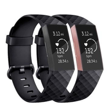 BStrap Silicone Diamond (Large) remen za Fitbit Charge 3 / 4, black