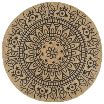 Vidaxl Ručno rađeni tepih od jute s tamnoplavim uzorkom 90 cm