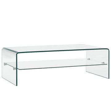 Vidaxl Klub stolić, prozirni, 98 x 45 x 31 cm, kaljeno staklo