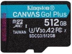 Kingston Canvas Go! Plus microSD 512 GB memorijska kartica + microSD adapter