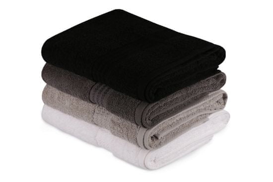 komplet ručnika Bath, 4 komada, bijela/siva/crna