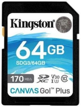 Kingston Canvas Go! Plus SD memorijska kartica, 64 GB