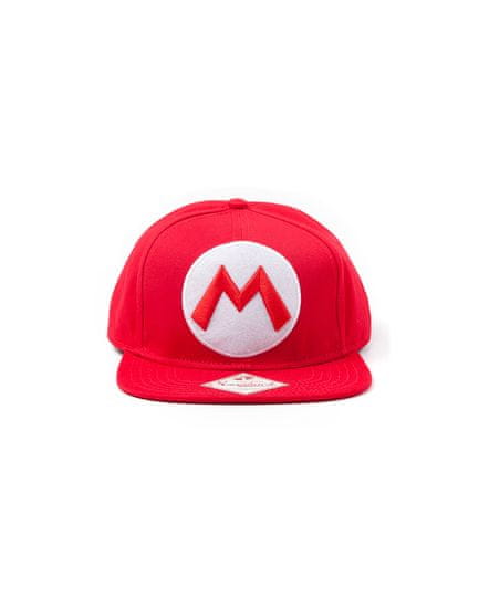 Difuzed Nintendo: Red Snapback Cap With Mario Logo kapa sa šiltom