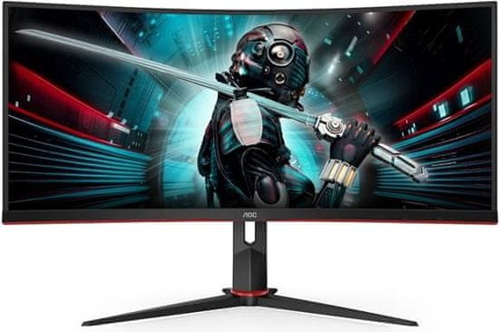 AOC CU34G2 gaming monitor, 86,36 cm (34), VA, 100 Hz, FreeSync, 1 ms, zakrivljen (CU34G2/BK)