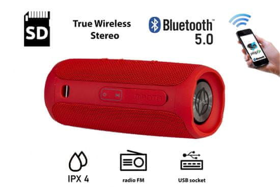 Manta SPK130GO Bluetooth zvučnik, crveni