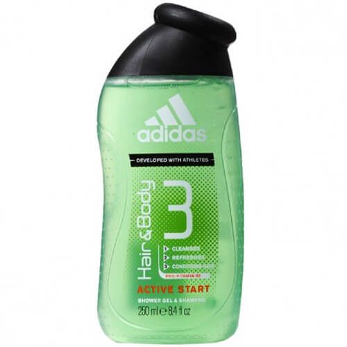Adidas 3 u 1 Hair & Body Active Start gel za tuširanje i šampon, 250 ml