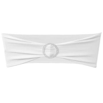 Vidaxl 25 Bijelih Rastezljivih Dekorativnih Traka za Stolice s Dijamantnom Kopčom