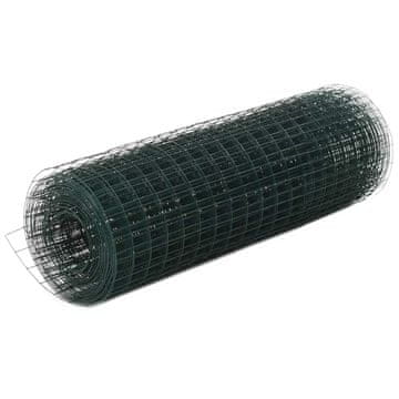 Vidaxl Čelična i PVC mrežasta ograda 10x0,5 m zelena