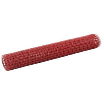 Vidaxl Čelična i PVC mrežasta ograda 25x1 m crvena