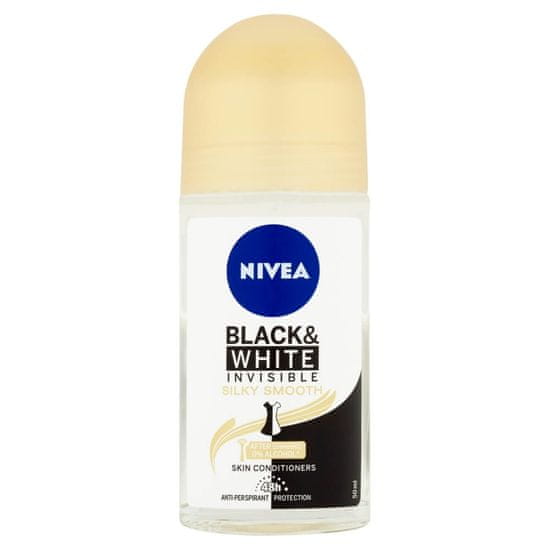 Nivea Invisible Black & White Silk and Smooth dezodorans, roll-on, 50 ml
